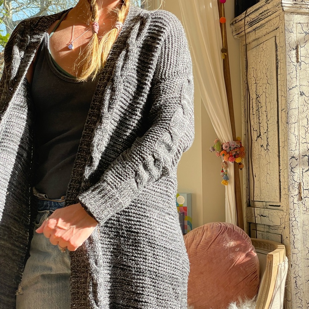 open front long sweater